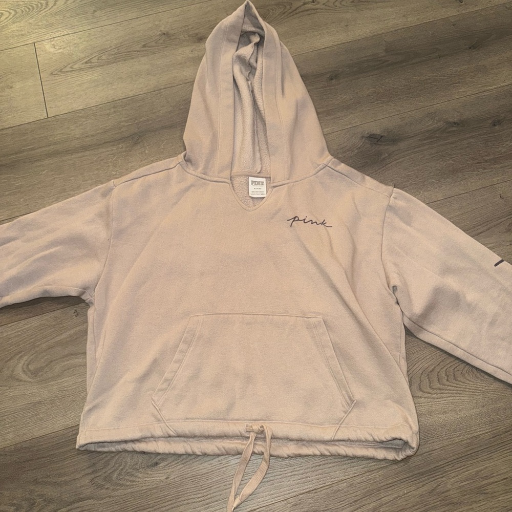 VS Victoria’s Secret Pink crop tie Hoodie with Embroidered Logo